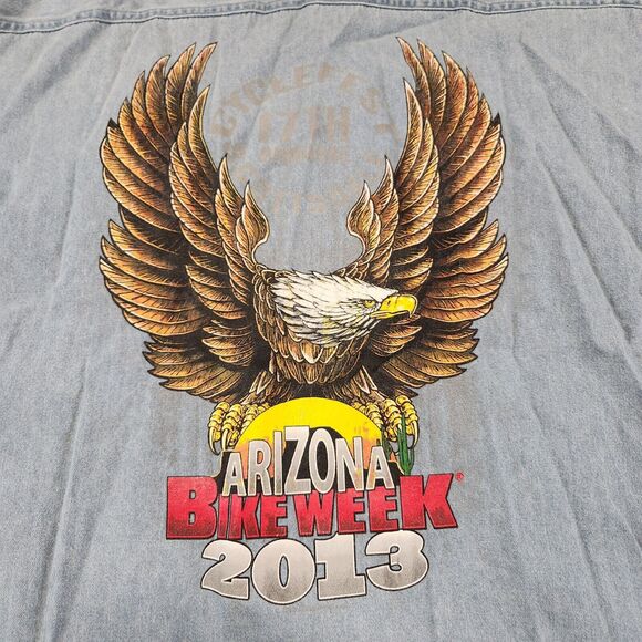 Arizona Bike Week Mens 2XL Motorcycle 2013 Distressed Denim Vest Cyclefest - Picture 4 of 15